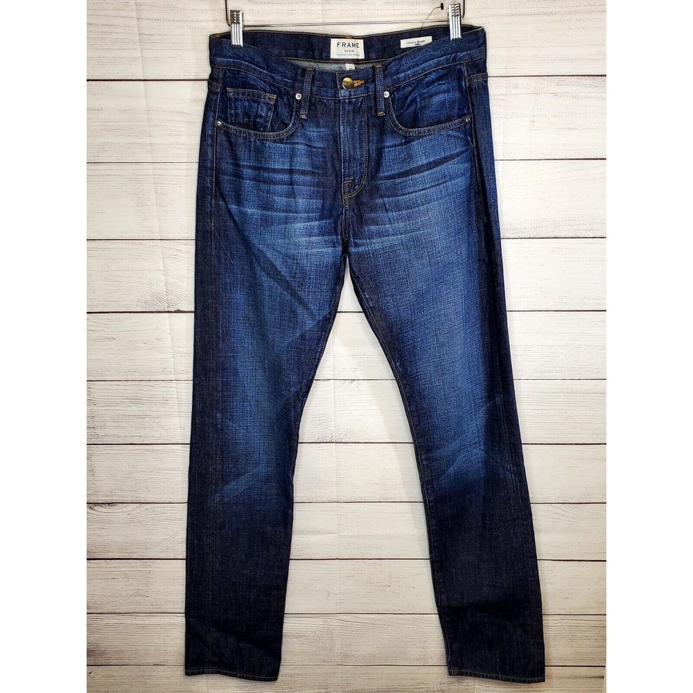 Frame Men's L'Homme Straight Leg Blue Denim Minaretes Jeans Made In USA Size 31